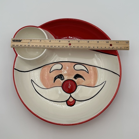 Essential Home Christmas Holiday Chip and Dip Santa Face Ceramic Plate - Picture 14 of 16